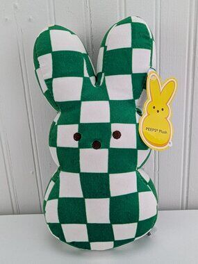 Dan Dee Peeps Plush Green White Checkered Stuffed Animal 10" Security Toy Racing